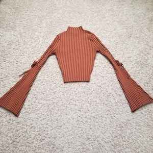70s Inspired Cropped Sweater with Bell Sleeves